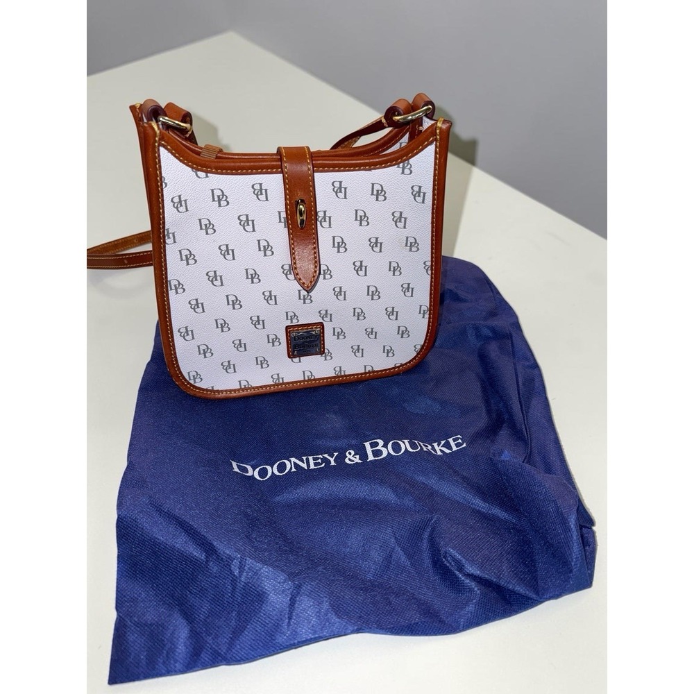 Dooney & Bourke Gretta Small‎ Messenger Leather Bag White DB Monogram Dust Bag